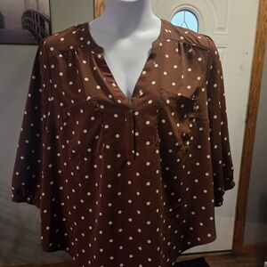Torrid Brown and White Polka Dot Harper Blouse